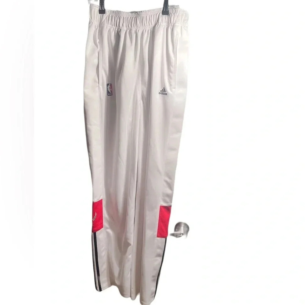Adidas Toronto Raptors white warmup athletic streetwear tearaway track pants L